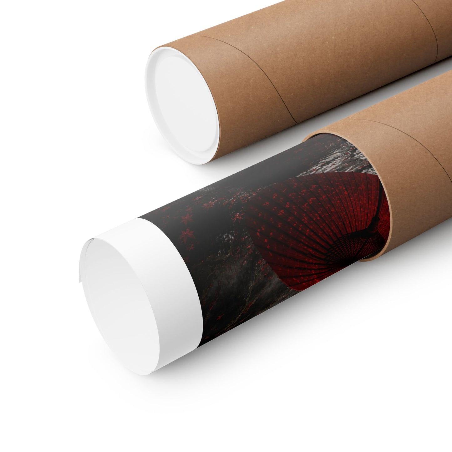 Japanese Torii Forest Poster — Red Umbrella Matte Vertical Art Print