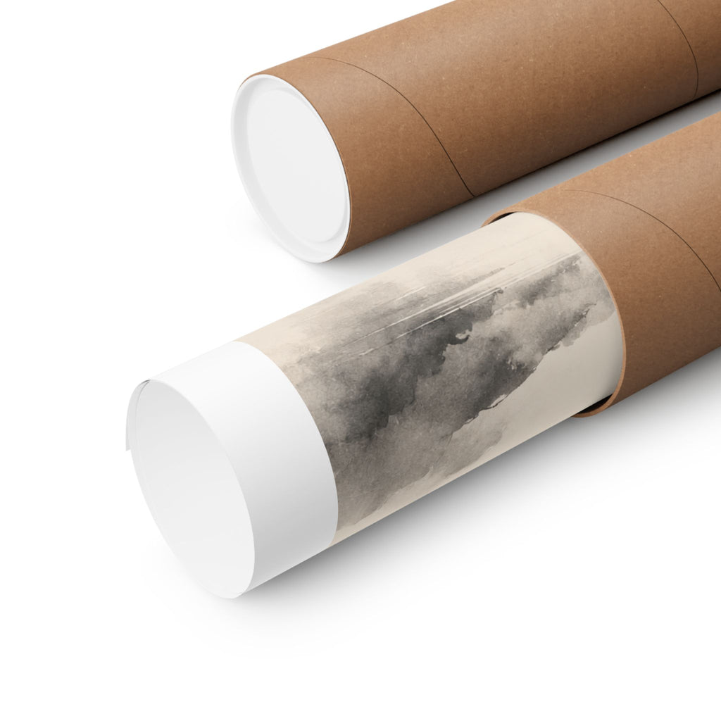 Fuji Noir Matte Poster — Japanese Sumi-e Mountain Wall Art