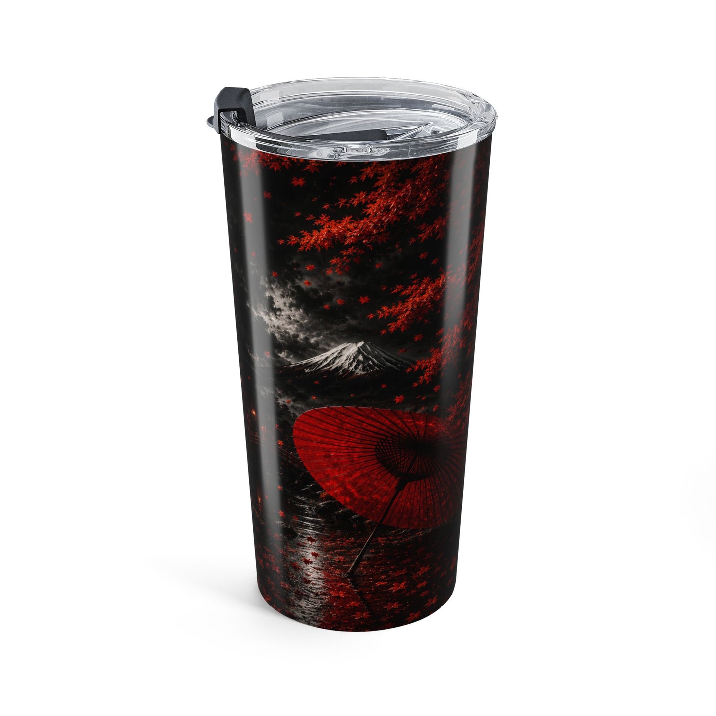 20oz Tumbler — Dark Red Floral Nightscape Insulated Travel Cup