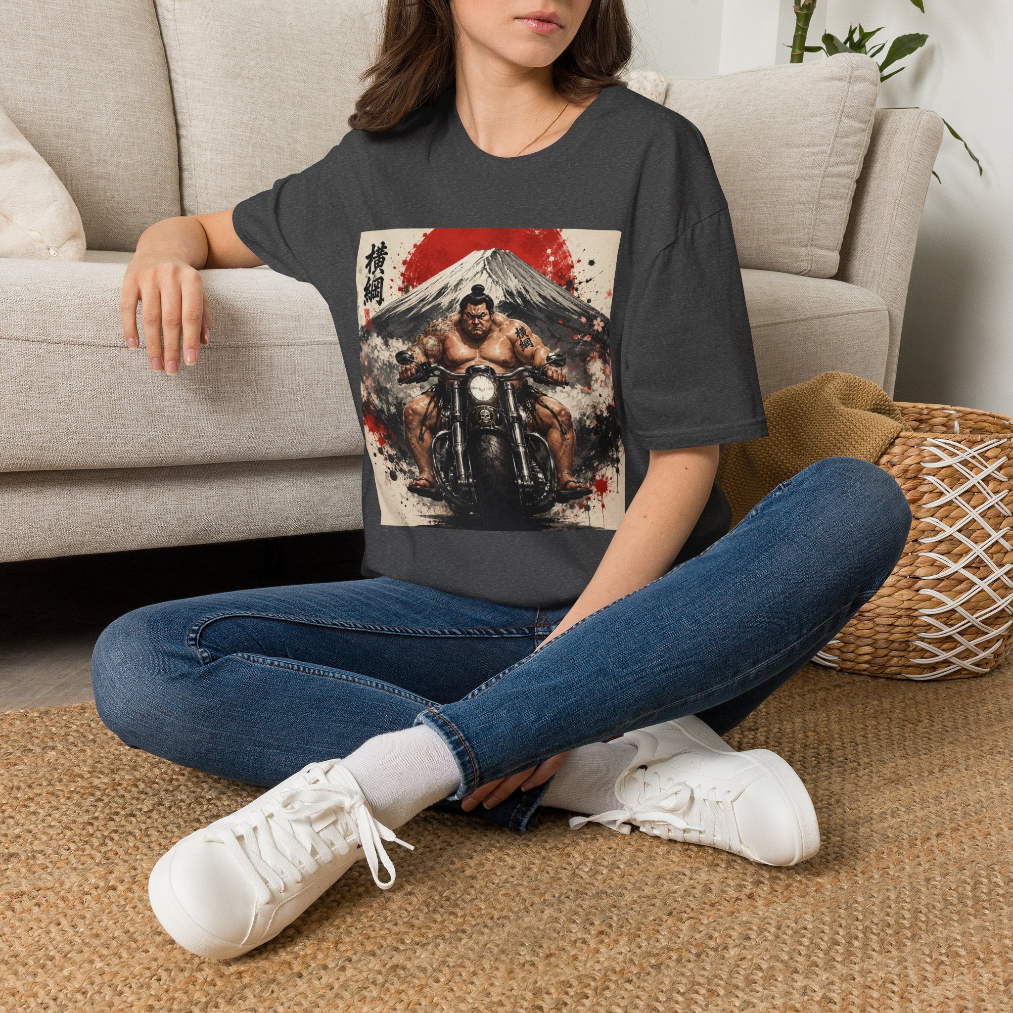Sumo Biker T-Shirt — Mount Fuji Japanese Ink Art Tee