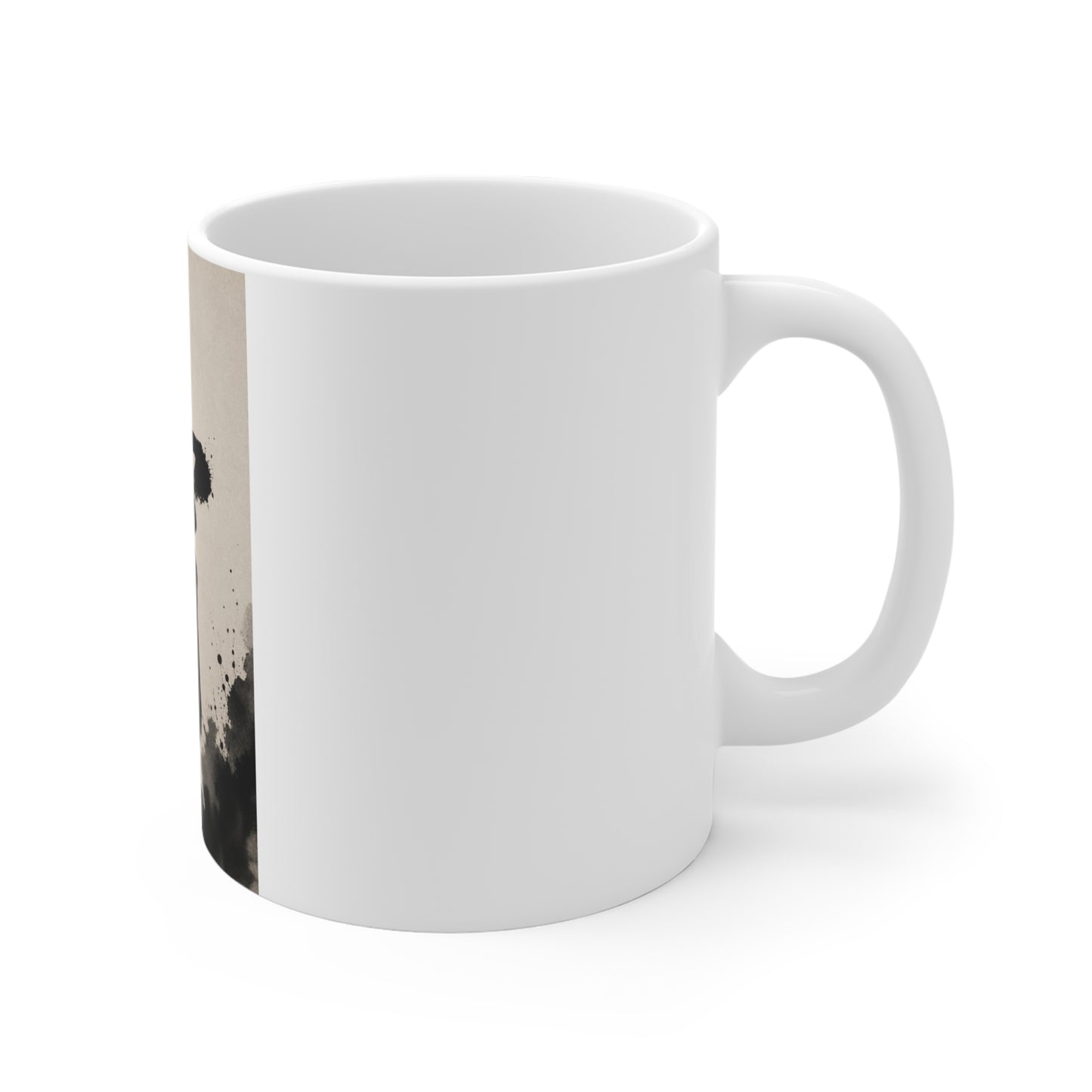 11oz Ceramic Mug — Japanese Kanji Moonscape Ink Art