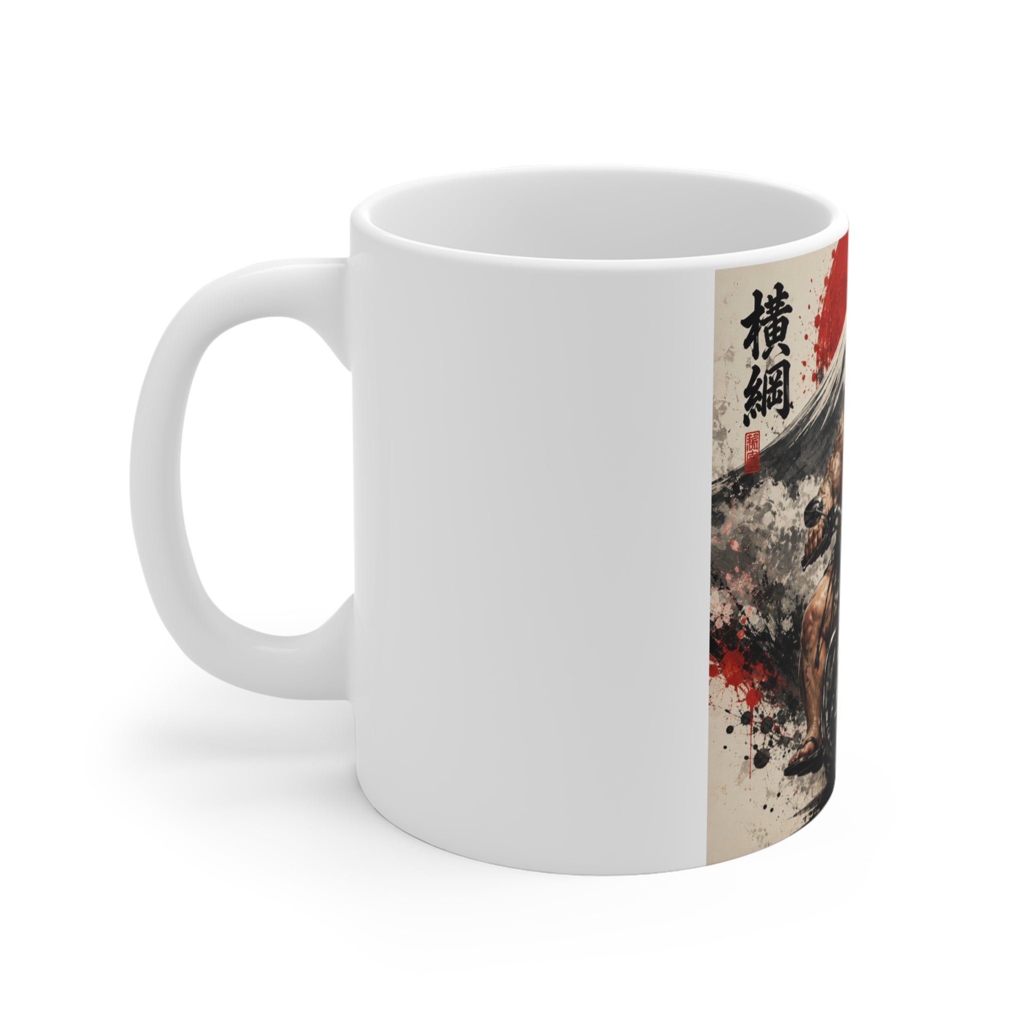 Samurai Biker Mug — Sumo Warrior Motorcycle Ceramic Coffee Cup (11oz)