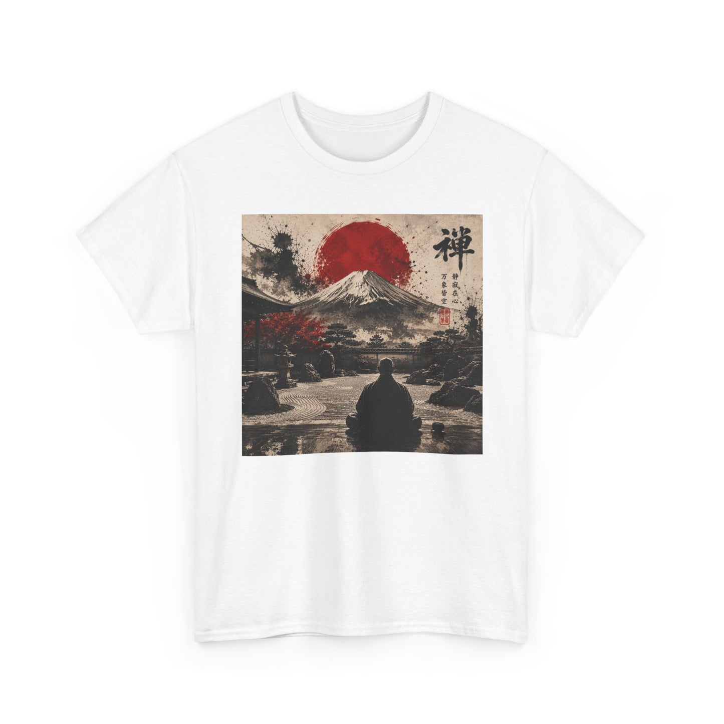 Japanese Zen Mountain Tee — Meditative Mount Fuji Sunset Graphic T-Shirt