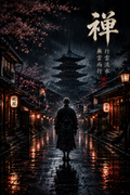 禅 — 祇園の雨夜 壁紙