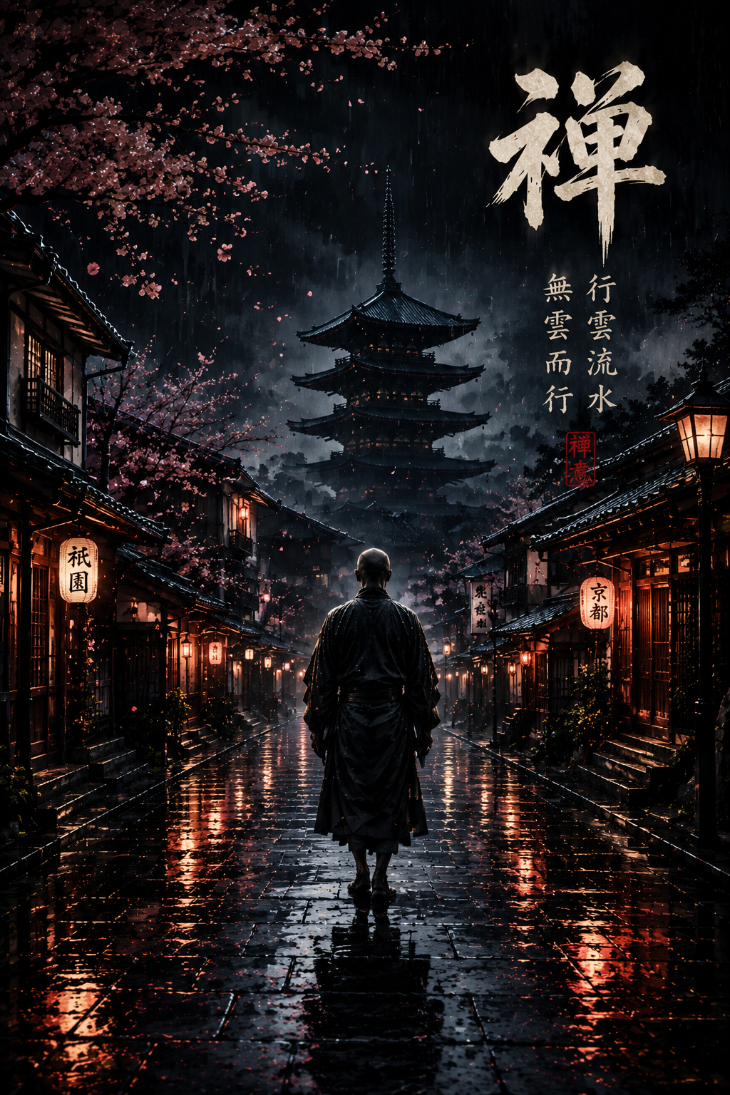 禅 — 祇園の雨夜 壁紙
